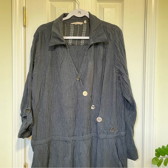 Soft Surroundings Black  Cannes Crinkle cotton  Gauze Jumpsuit  3X - Picture 5 of 8